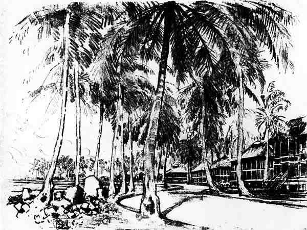 द अमेरिकन क्वार्टर, प्लेट I द पनामा नहर से जोसेफ पेनेल, 1912 (कागज पर कोयला) द्वारा जोसेफ पेनेल