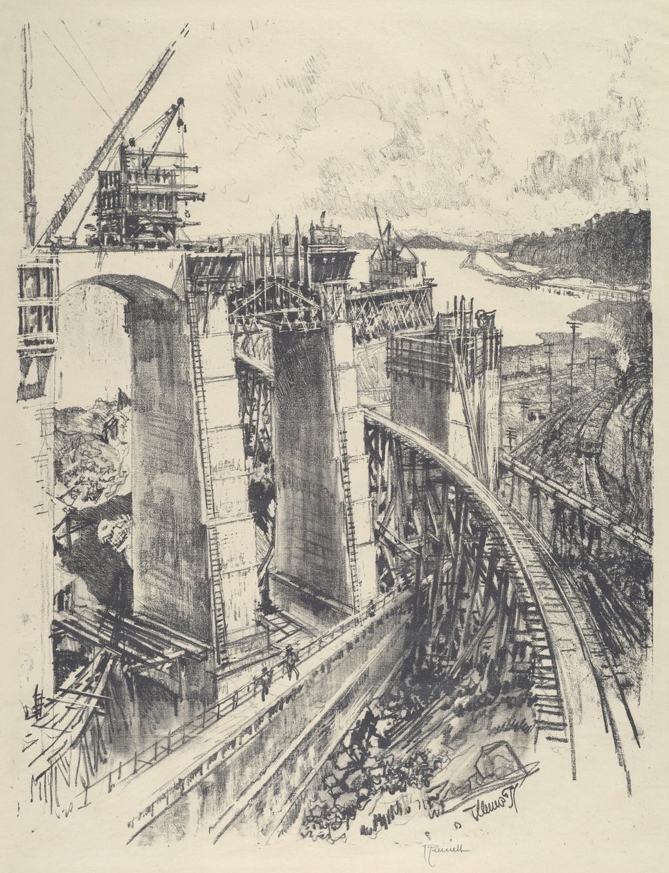 द एप्रोच टू गैटुन लॉक, 1912। द्वारा जोसेफ पेनेल