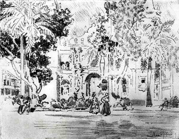 जोसेफ पेनेल, 1912 (कागज पर चारकोल) द्वारा पनामा नहर से कैथेड्रल, प्लेट XXVI द्वारा जोसेफ पेनेल