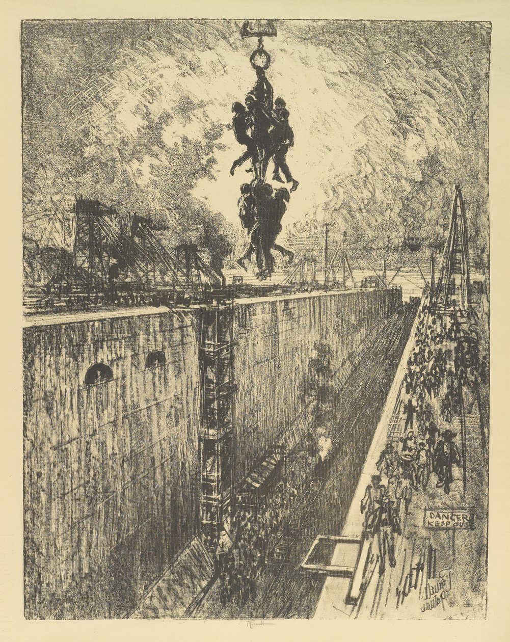 द एंड ऑफ द डे, गैटून लॉक, 1912 द्वारा जोसेफ पेनेल