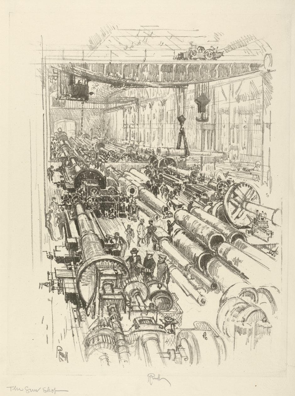 अंग्रेजी युद्ध श्रृंखला: W.441। द गन शॉप, 1916 द्वारा जोसेफ पेनेल