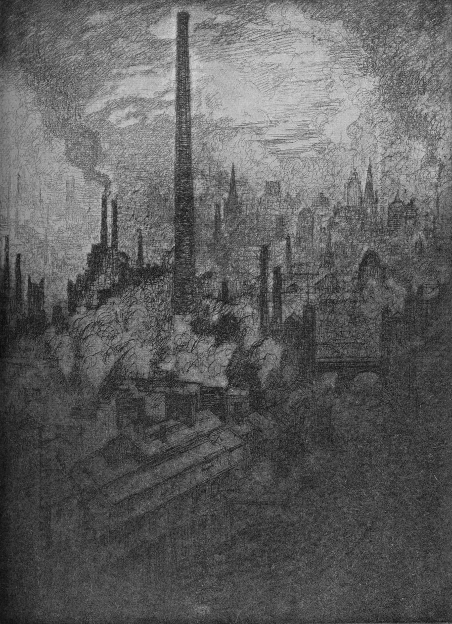 द ग्रेट चिमनी, शेफील्ड, 1910 द्वारा जोसेफ पेनेल