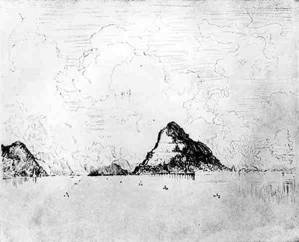 जोस पेनेल, 1912 (कागज पर चारकोल) द्वारा पनामा नहर से प्लेट से सागर से नहर का मुंह, प्लेट XXVIII द्वारा जोसेफ पेनेल
