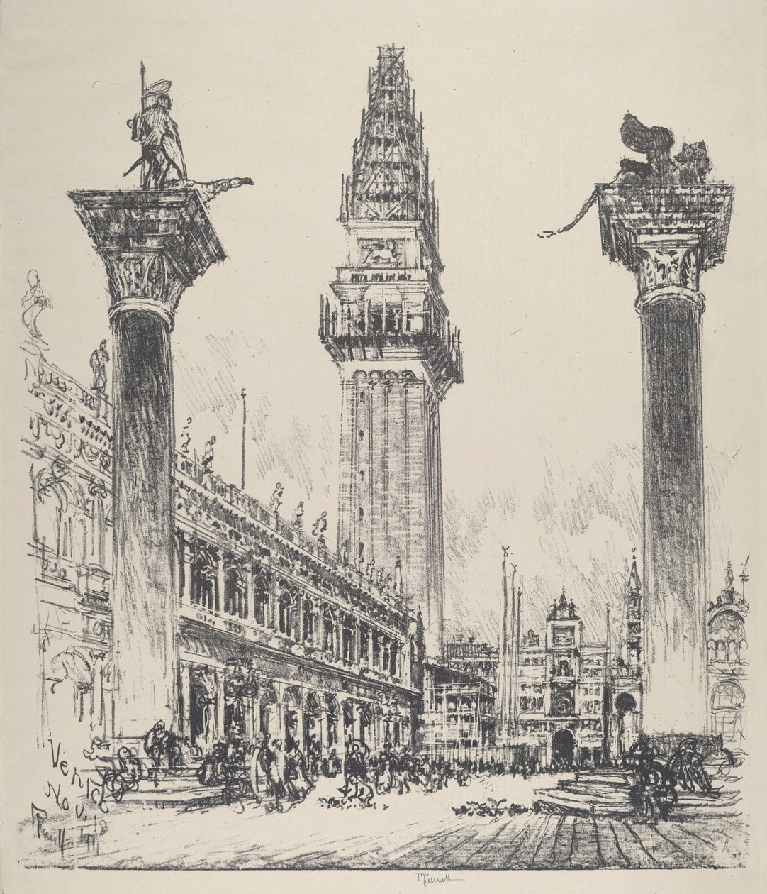 वेनिस, कैंपनाइल का पुनर्निर्माण, 1911। द्वारा जोसेफ पेनेल