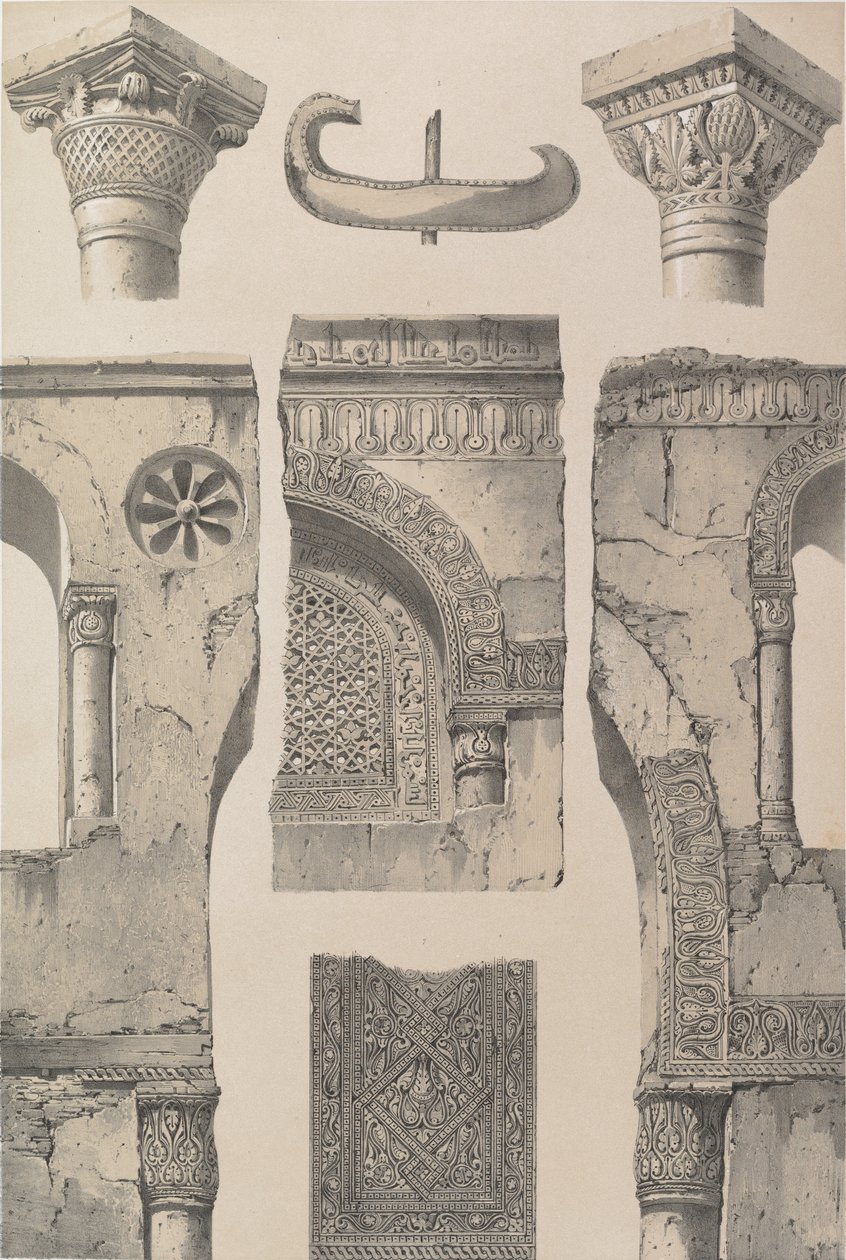 13. विवरण, इब्न टूलून की मस्जिद, 1843। द्वारा जोसेफ फिलिबर्ट जिरॉल्ट डी प्रांगेय