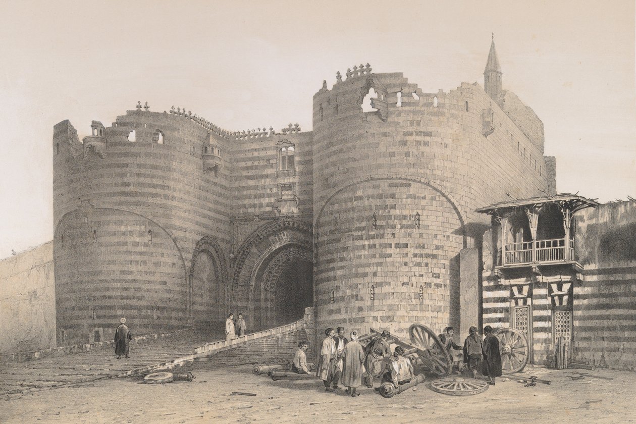 56. गढ़ गेट, काहिरा, 1843। द्वारा जोसेफ फिलिबर्ट जिरॉल्ट डी प्रांगेय