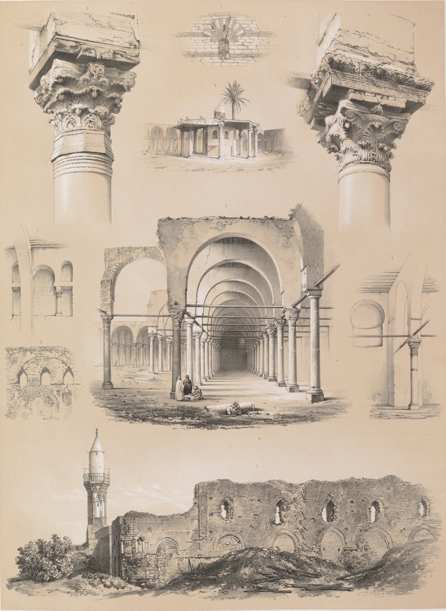 विवरण, अमरौ की मस्जिद, काहिरा, 1843। द्वारा जोसेफ फिलिबर्ट जिरॉल्ट डी प्रांगेय