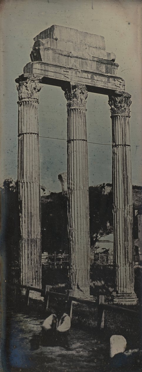 उत्तर पश्चिमी अग्रभाग, केस्टर और पोलक्स का मंदिर, रोम, 1842। द्वारा जोसेफ फिलिबर्ट जिरॉल्ट डी प्रांगेय