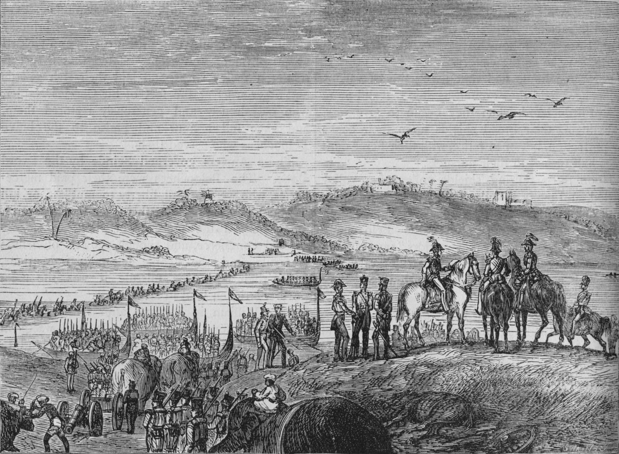 सतलज को पार करने वाली ब्रिटिश सेना, c1880 द्वारा जोसेफ स्वैन