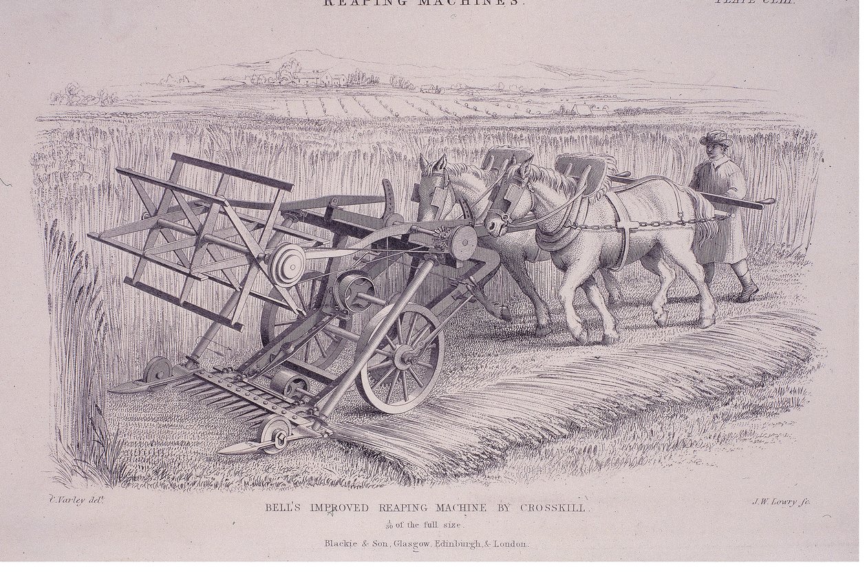 बेल्स ने क्रॉसकिल, c1840s द्वारा रिपिंग मशीन में सुधार किया। द्वारा जोसेफ विल्सन लोरी
