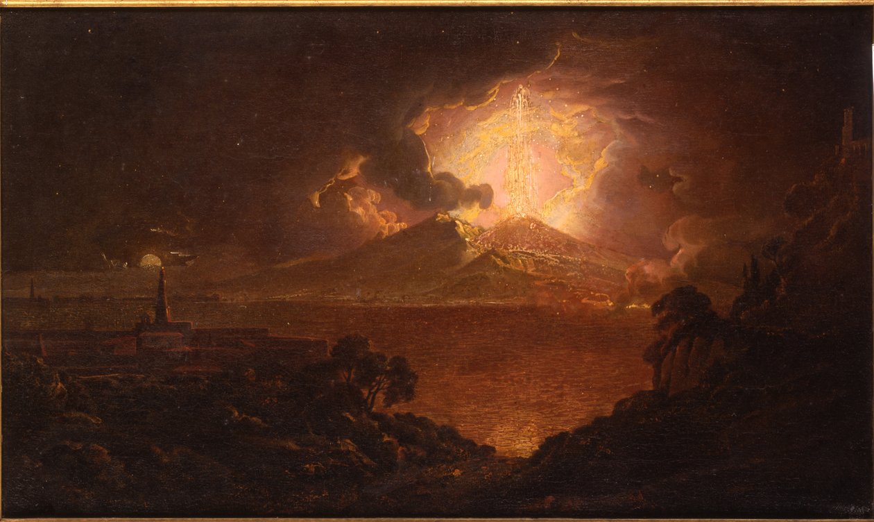 रात तक Vesuvius Erupting का एक दृश्य द्वारा डर्बी के जोसेफ राइट