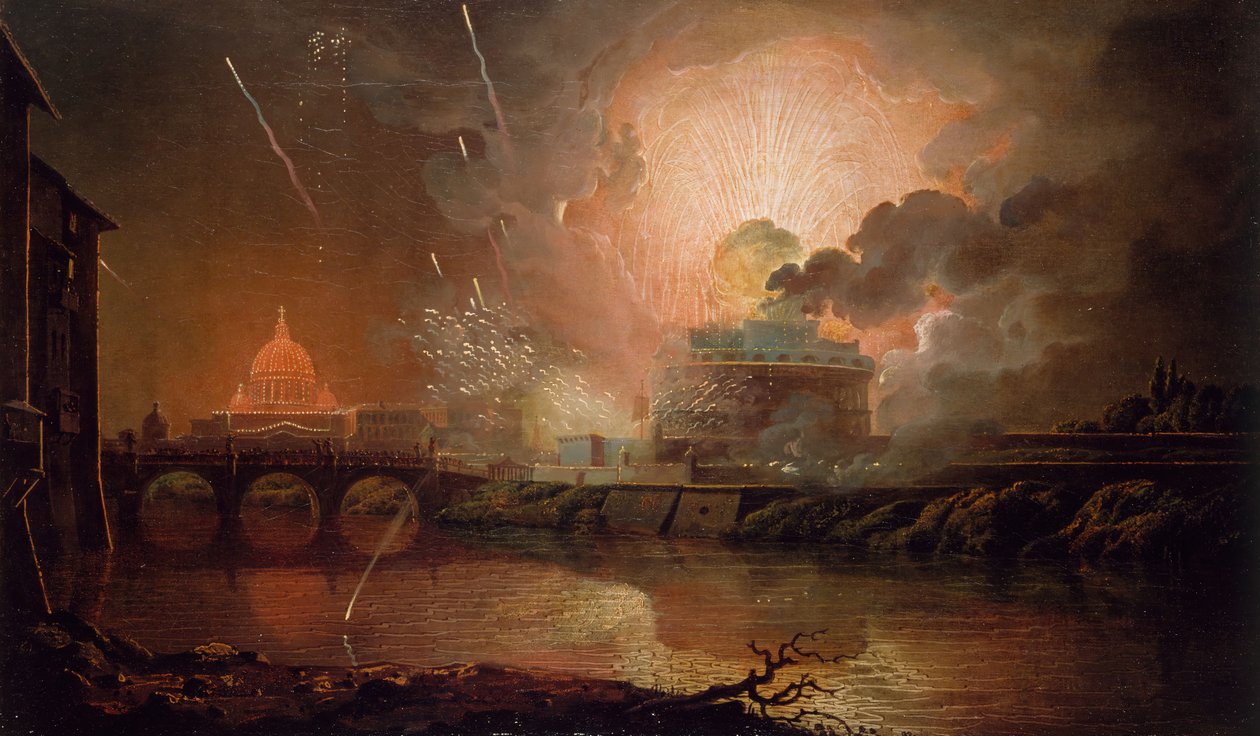 Castel संत एंजेलो, 1774-1778 में आतशबाज़ी प्रदर्शन। द्वारा डर्बी के जोसेफ राइट