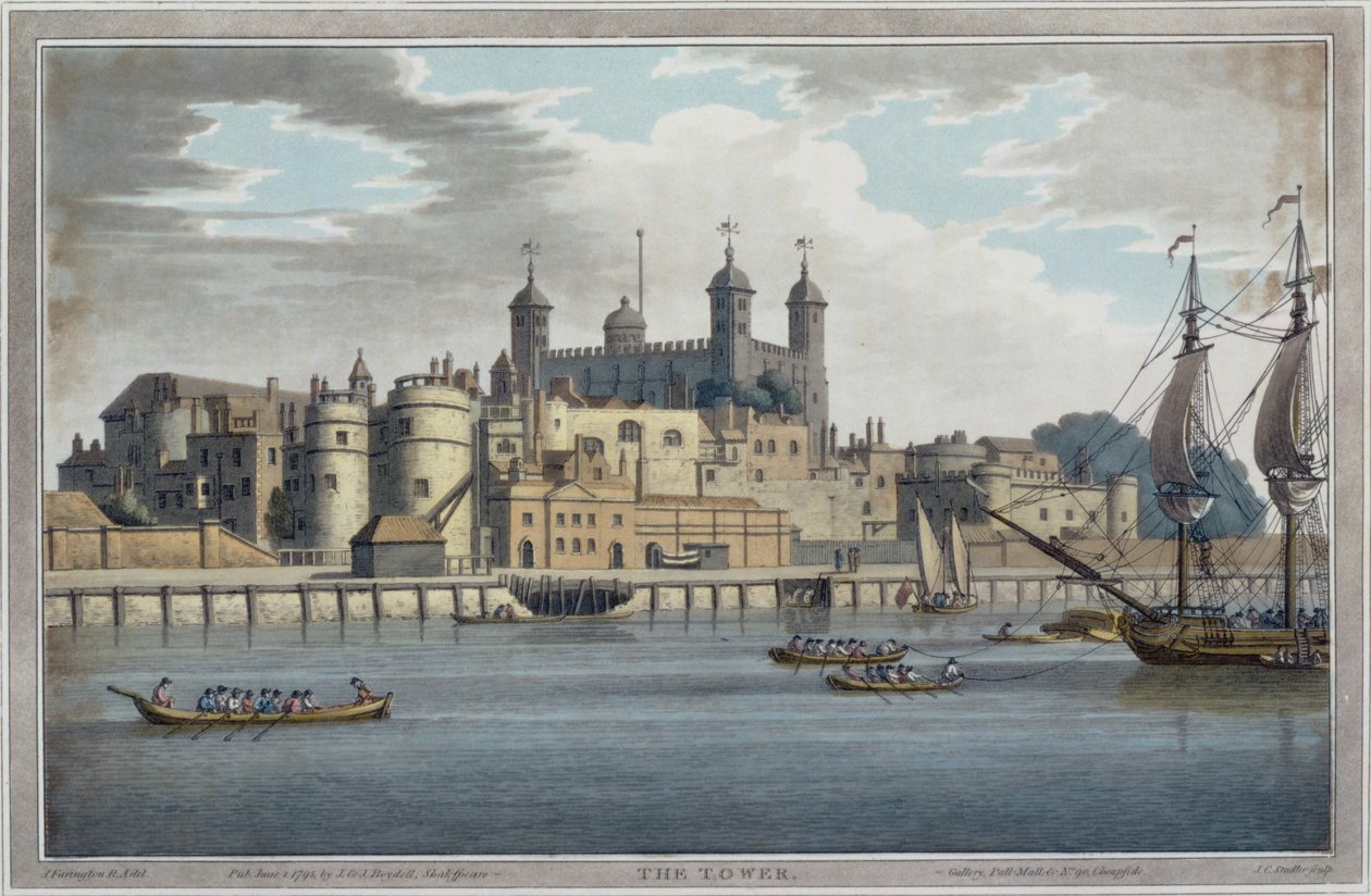 लंदन के टॉवर, जेसी स्टैडलर (fl.1780-1812) द्वारा उत्कीर्ण, 1795 प्रकाशित द्वारा फरिंगटन के बाद जोसेफ