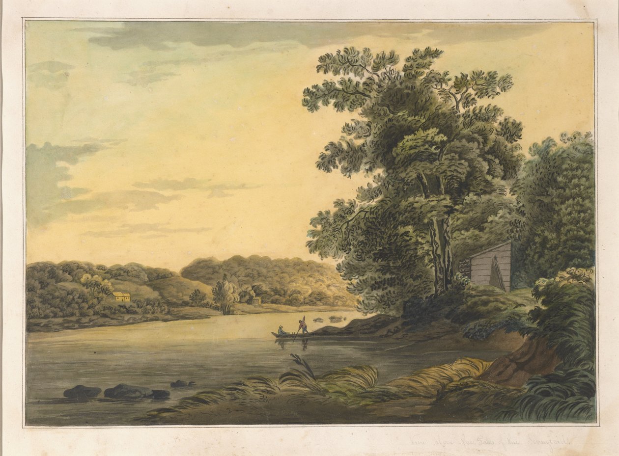 Schylylill के झरने के ऊपर देखें, c.1819 (कागज पर wc) द्वारा यहोशू एच। शॉ