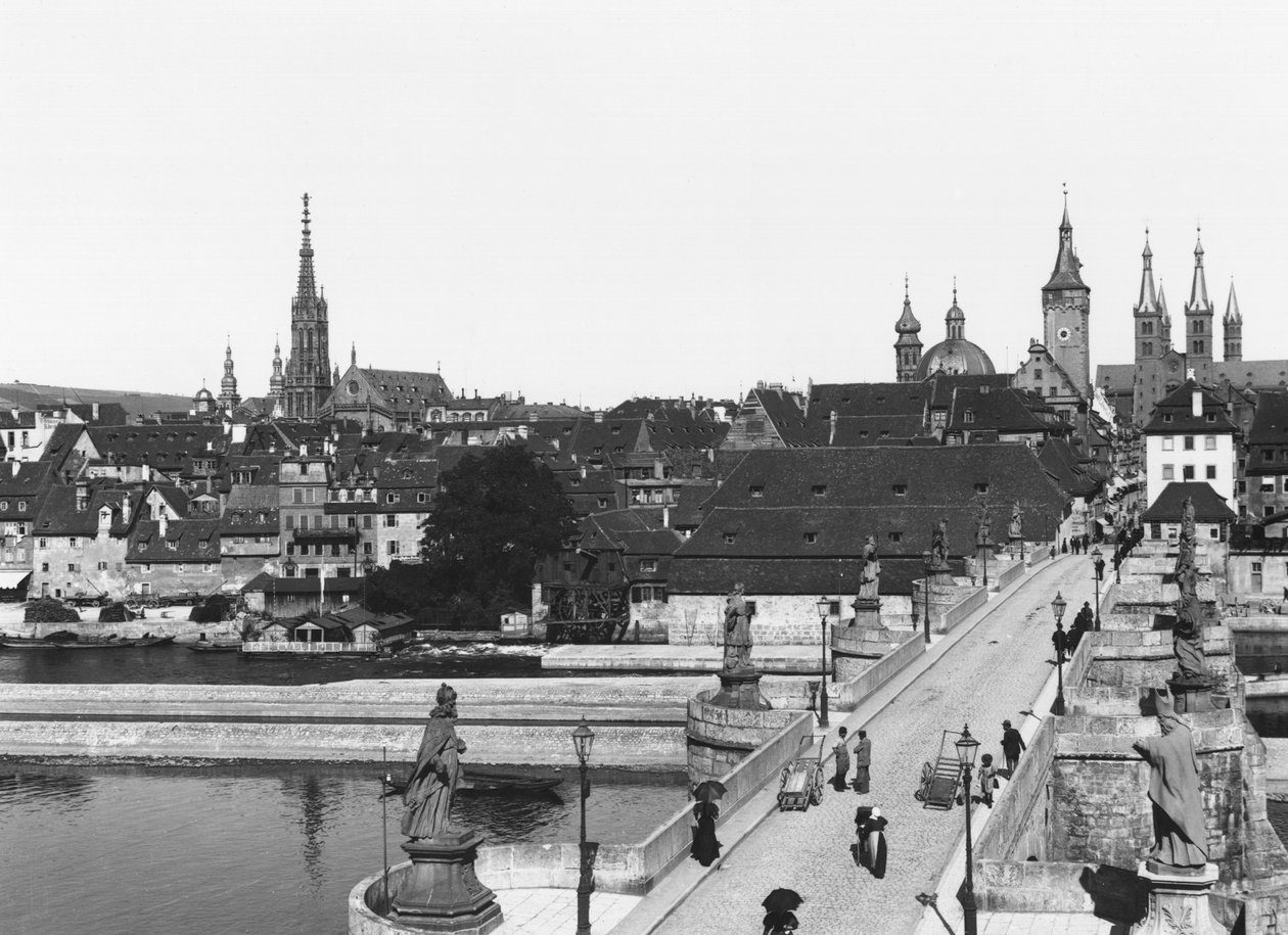 Wurzburg में नदी के मुख्य पुल, c.1910 द्वारा jousset