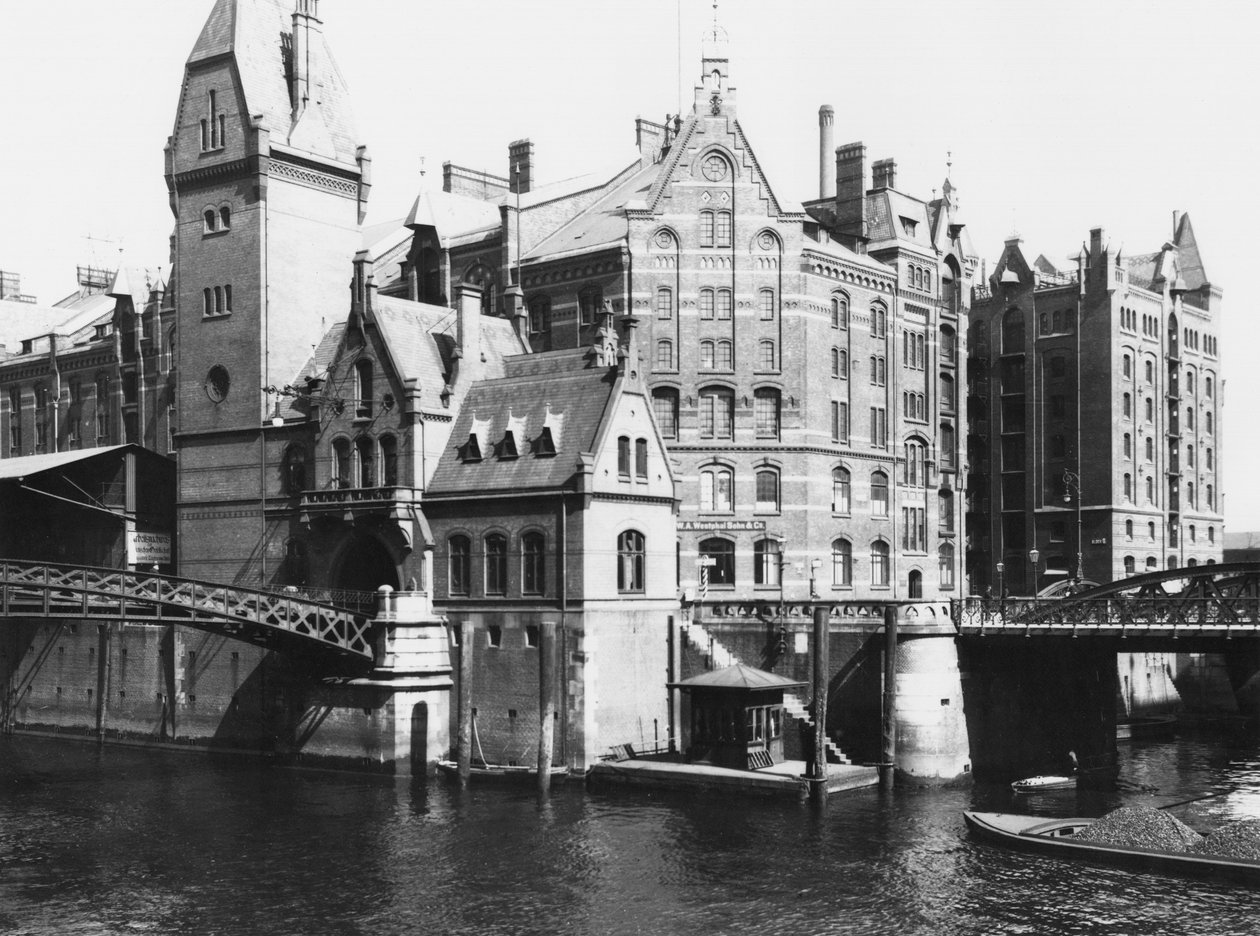 Speicherstadt (गोदाम शहर) हैम्बर्ग का दृश्य, c.1910 द्वारा jousset