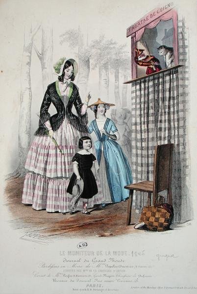 The Theatre de Guignol, 'Le Moniteur de la Mode' से, रेविल द्वारा उकेरा गया (रंगीन उत्कीर्णन) द्वारा जूल्स (बाद में) डेविड