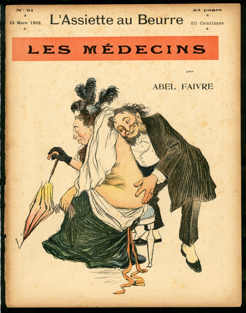 "" L'Plate au Beurre"" का कवर, संख्या 51, रंगों में व्यंग्य द्वारा जूल्स हाबिल फैवरे