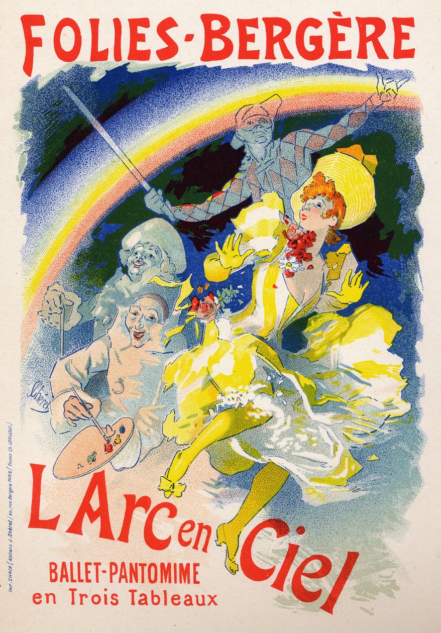 कला। मनोरंजन। L'Arc en Ciel (इंद्रधनुष), कैबरे Les Folies Bergeres, पेरिस में शो। जूल्स चेरेट, फ्रांस द्वारा पोस्टर, c.1890 (पोस्टर) द्वारा जूल्स चेरी