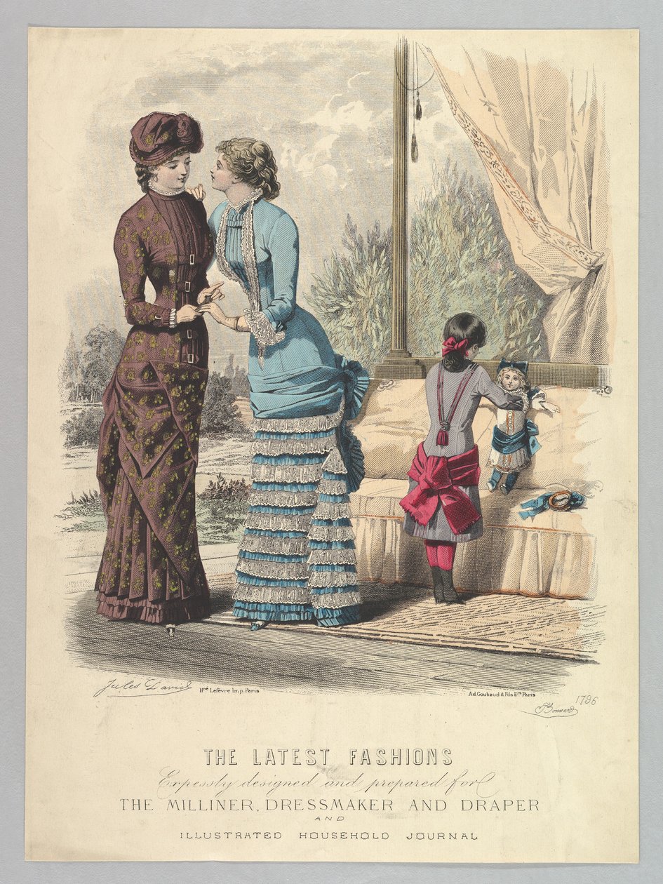 नवीनतम फैशन को मिलिनर, ड्रेसमेकर और डॉ ..., 1880-82 के लिए स्पष्ट रूप से डिजाइन और तैयार किया गया। द्वारा जूल्स डेविड