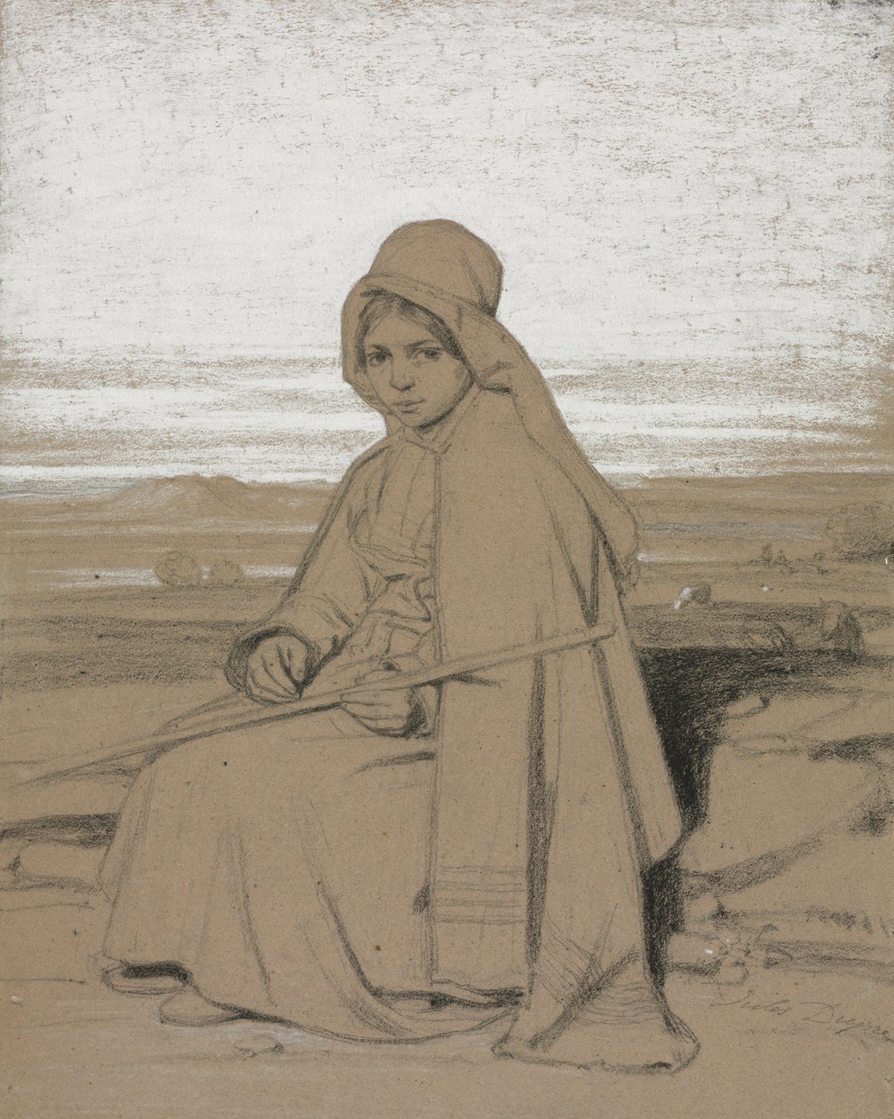 एक बैठा चरवाहा, 1800s। द्वारा जूल्स डुप्रे