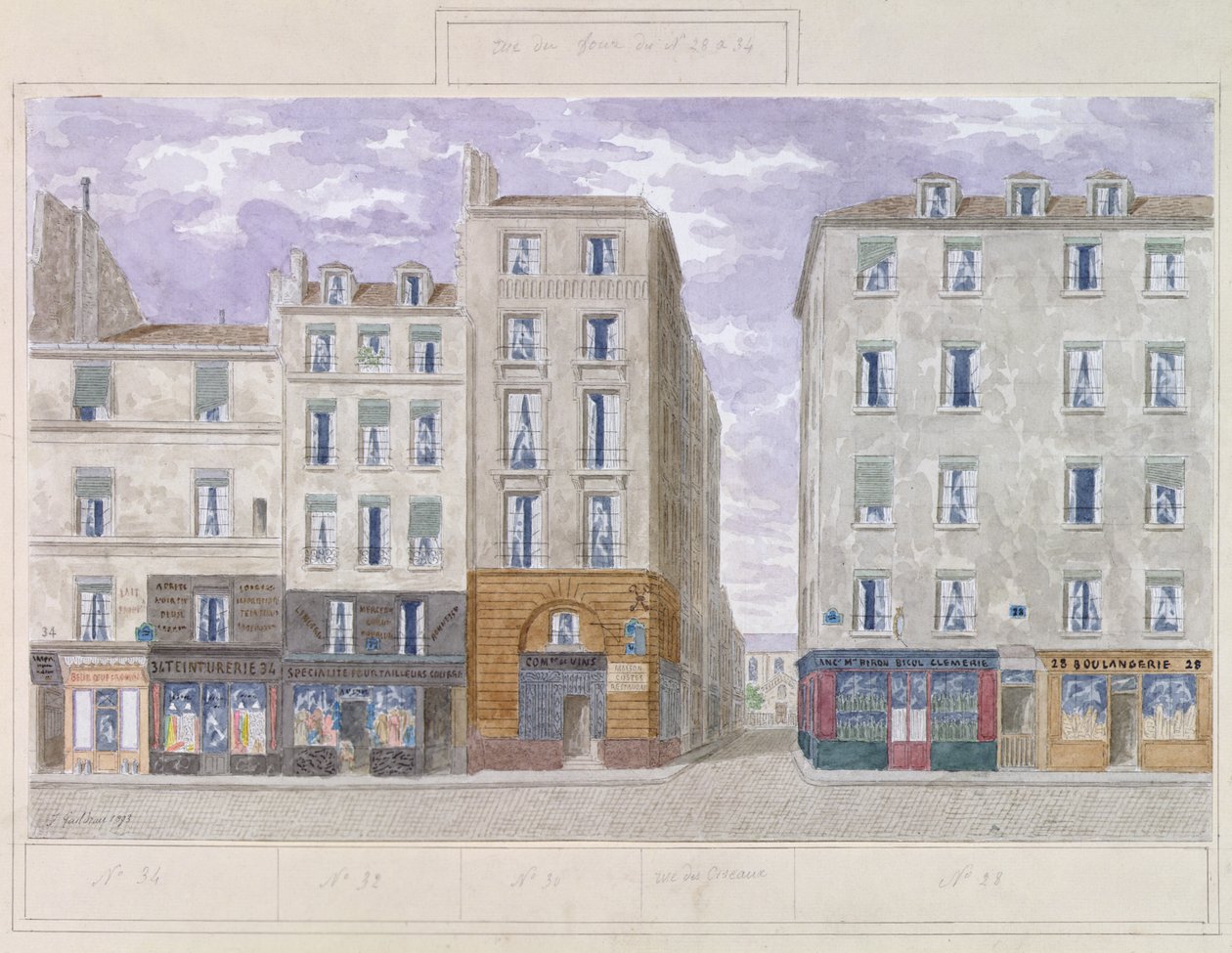 No.28 से No.34 Rue du Four, पेरिस, फ्रांस, 1893 (कागज पर wc) द्वारा जूल्स गेल्ड्राऊ