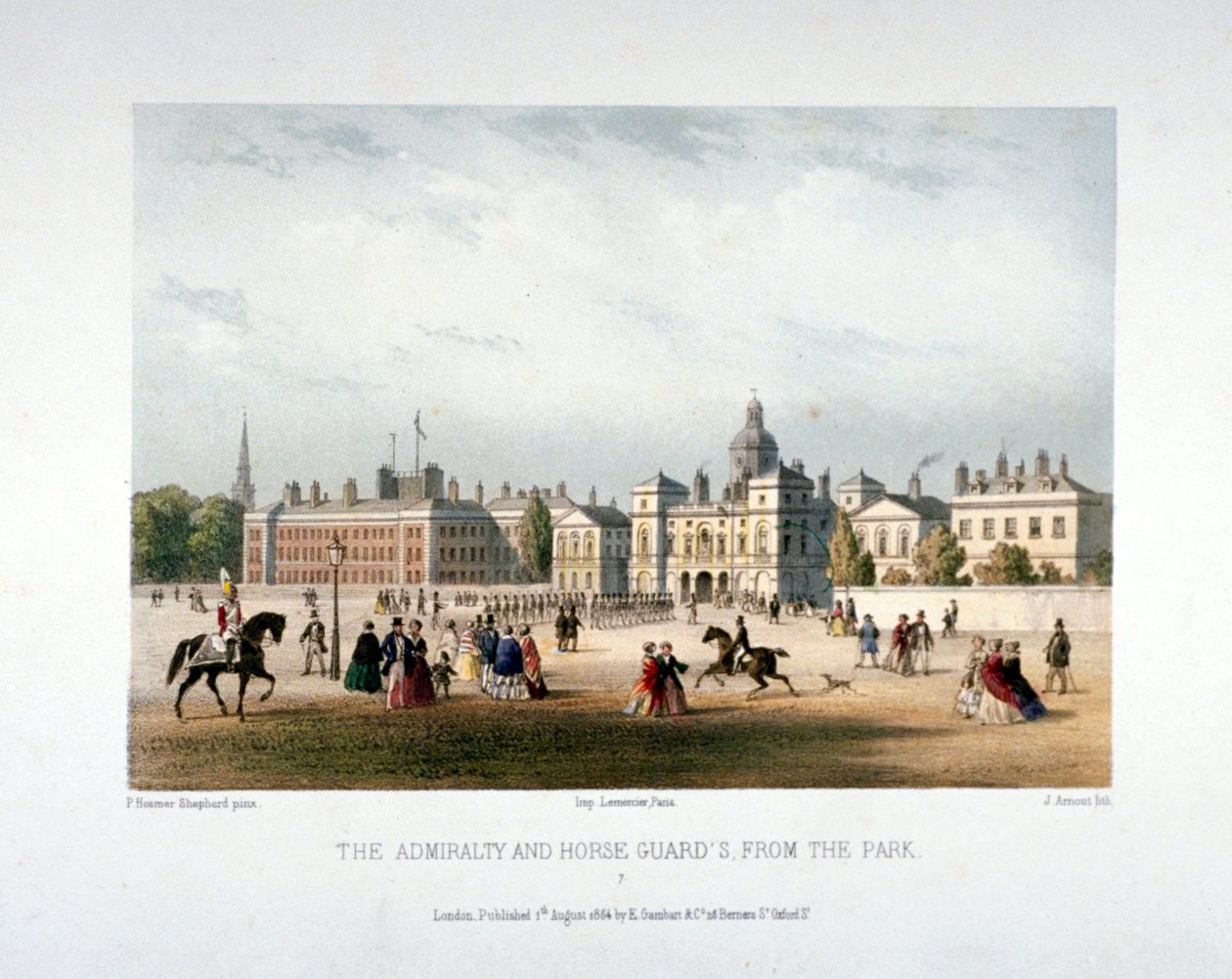 एडमिरल्टी और हॉर्स गार्ड्स, व्हाइटहॉल, वेस्टमिंस्टर, लंदन, 1854 द्वारा जूल्स लुई अर्नौट