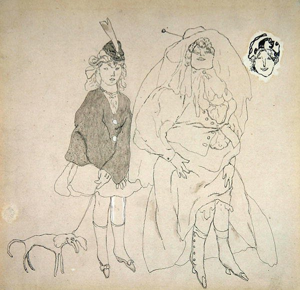पर्सनेज, c.1906 (कलम और स्याही और कागज पर धोएं) द्वारा जूल्स पास्किन