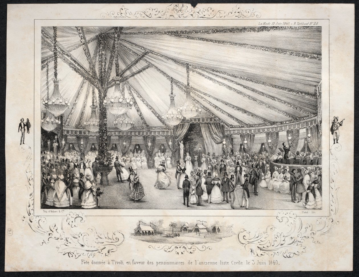 3 जून, 1840, 1840 को पुरानी नागरिक सूची के निवासियों के पक्ष में टिवोली को दी गई दावत। द्वारा जूल्स प्लैटियर