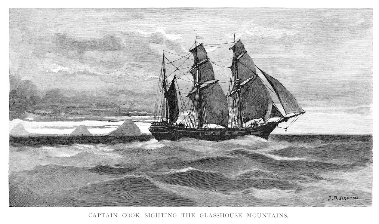 कैप्टन कुक ग्लासहाउस पर्वत, 1770, क्वींसलैंड, ऑस्ट्रेलिया, 1886। द्वारा जूलियन एश्टन