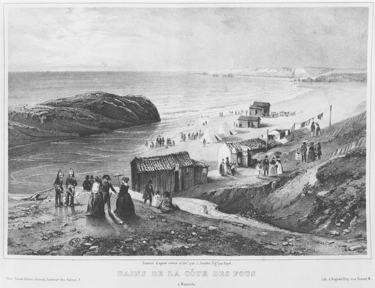 1840-60 के बिअरिट्ज़ में कोस देस फॉस के स्नान द्वारा जीन जैकोटेट