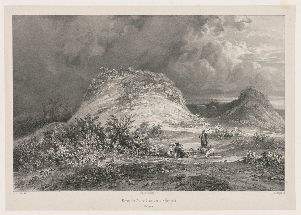 ह्यूएलगोएट, ब्रिटनी, 1845-1846 के पास चेटो डी'आर्टन्स के खंडहर। द्वारा जूलियन लुई जैकोटेटे