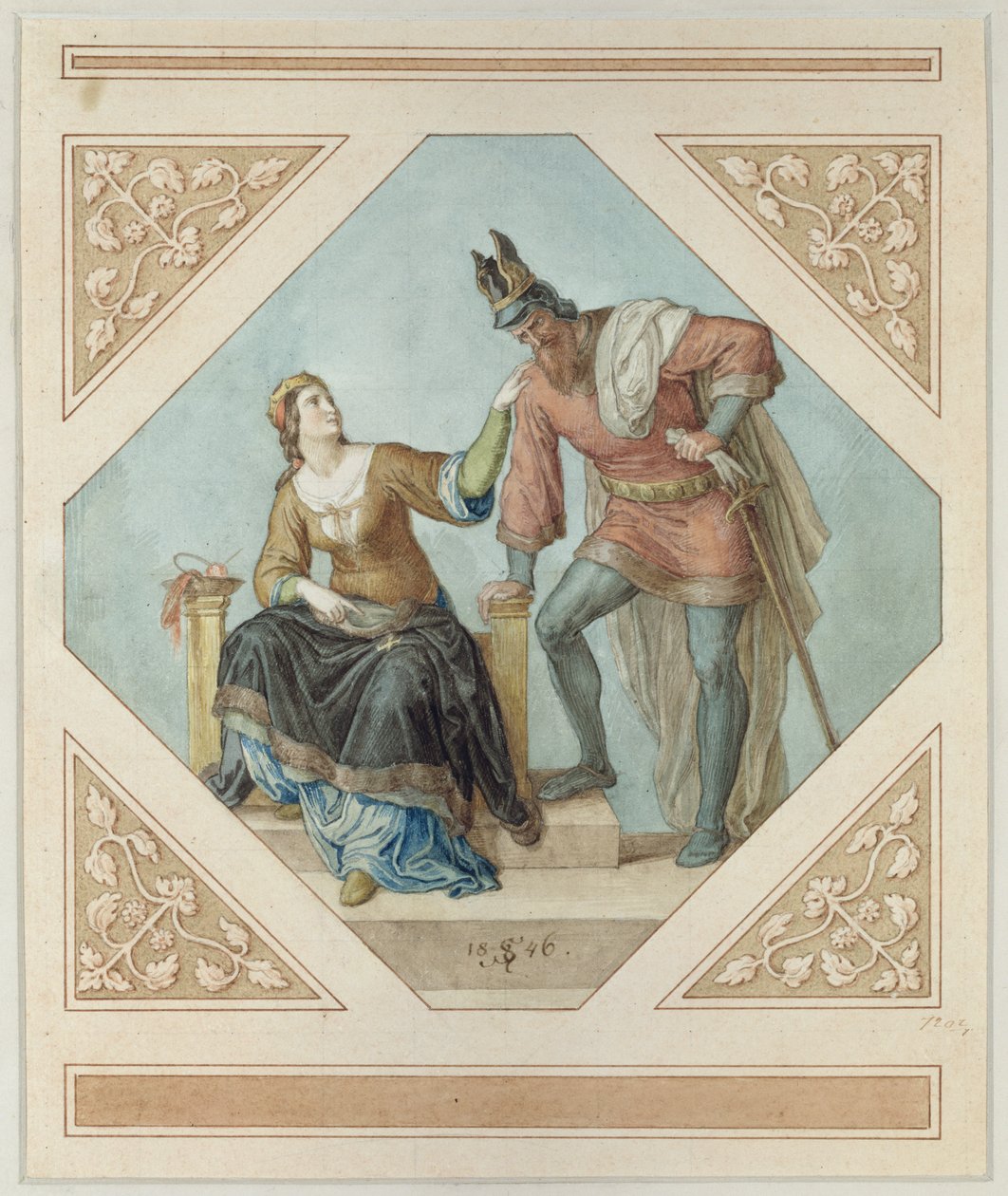 ब्रुनहिल्ड और हेगन, रिचर्ड वैगनर (1813-83), 1846 द्वारा &39;द नेबेलंगेन&39; के लिए चित्रण द्वारा जूलियस श्नेरोर वॉन कैरोलसफेल्ड