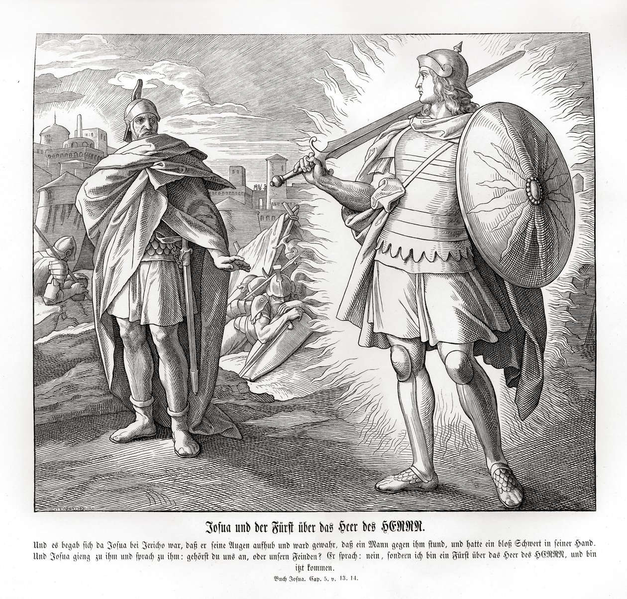 यरीहो के बाहर यहोवा की सेना का प्रधान यहोशू द्वारा जूलियस श्नेरोर वॉन कैरोलसफेल्ड