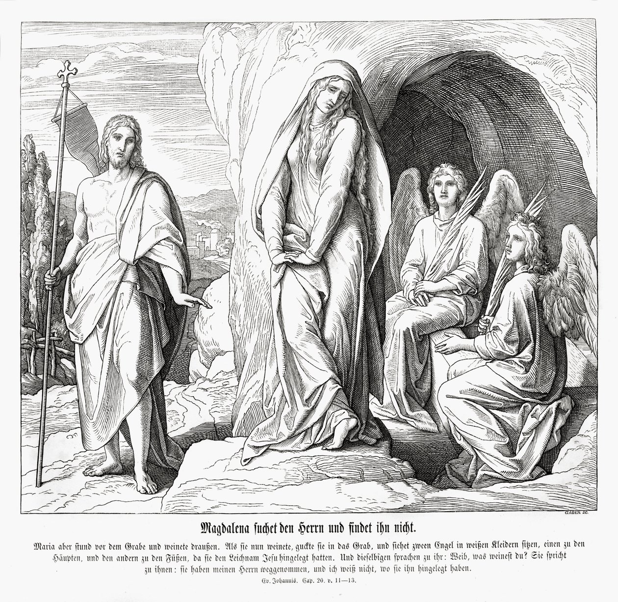 यीशु की कब्र पर मरियम मगदलीनी, जॉन का सुसमाचार द्वारा जूलियस श्नेरोर वॉन कैरोलसफेल्ड