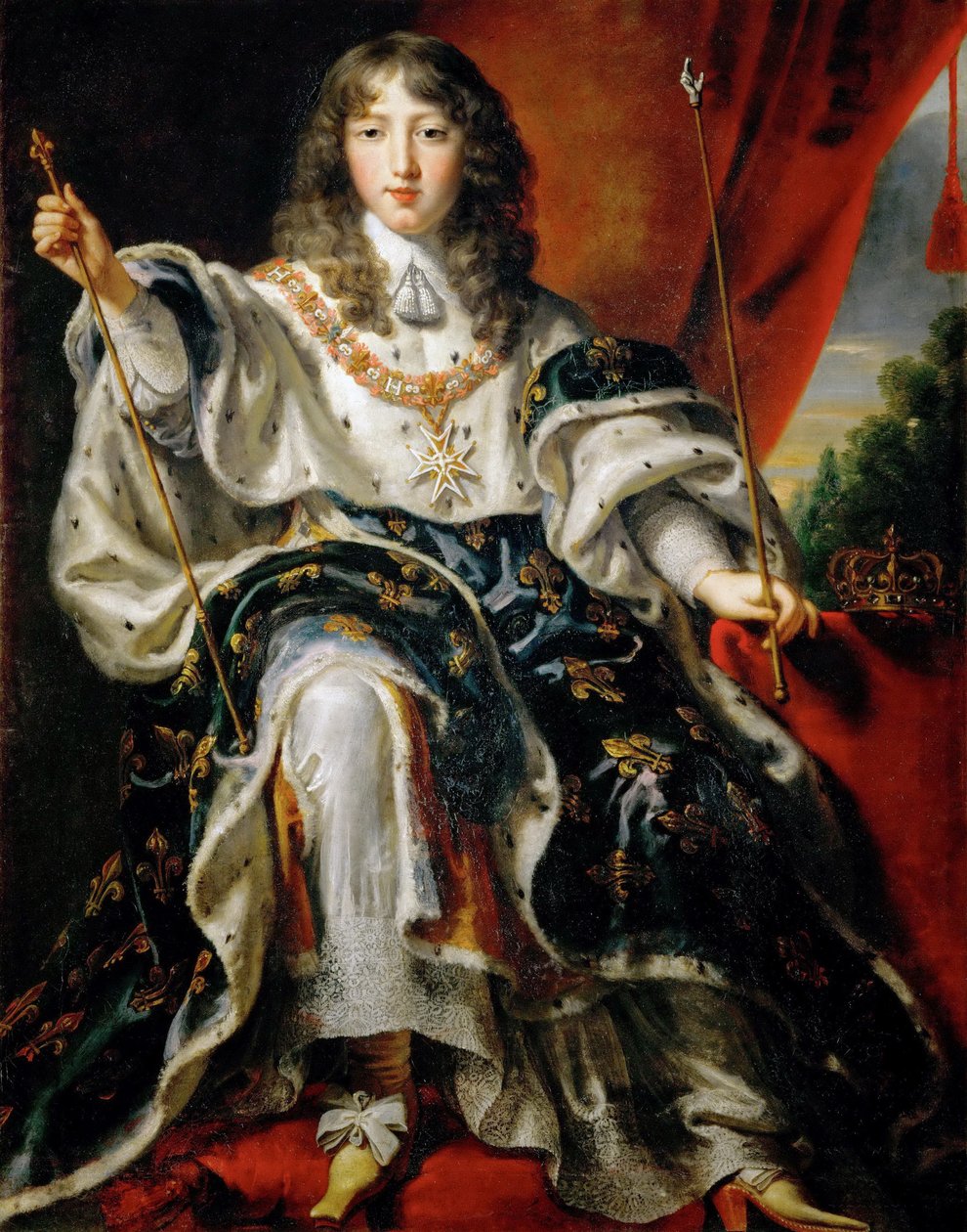 लुइस XIV, फ्रांस के राजा 1638-1715 अपने कोरोनेशन रॉब्स में द्वारा जस्टस वैन एग्मोंट