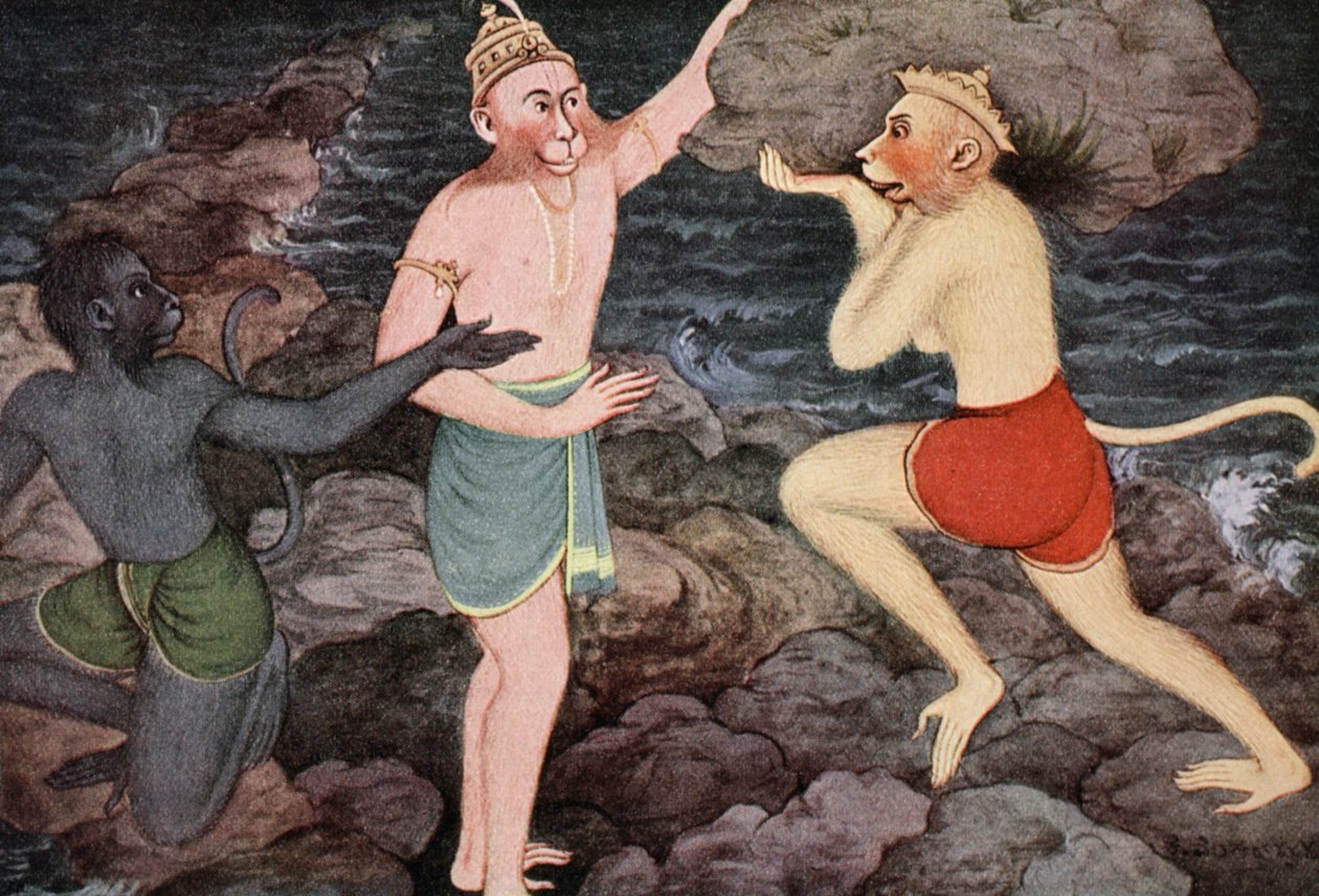 राम के पुल का निर्माण, 1913। द्वारा के वेंकटप्पा
