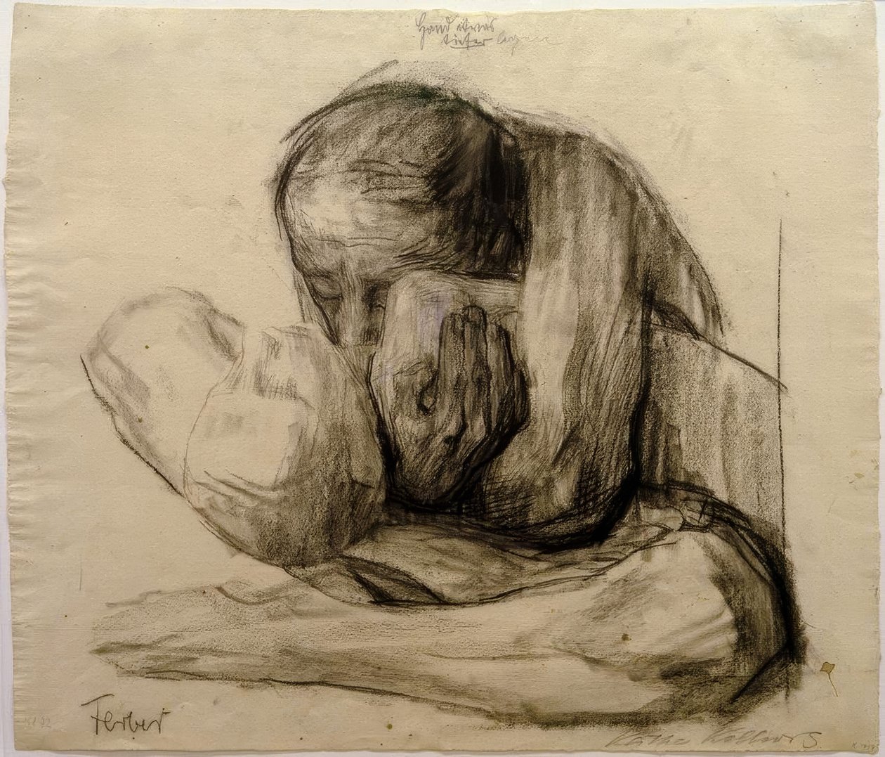 मृत बच्चे के साथ पत्नी K. Kollwitz द्वारा कैथ कोलविट्ज़