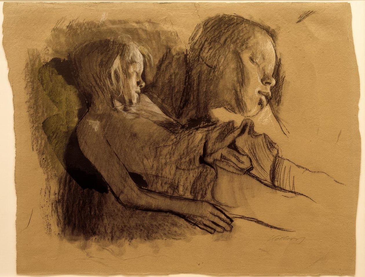 K.Kollwitz, सोते हुए बच्चे और बच्चे का सिर द्वारा कैथ कोलविट्ज़