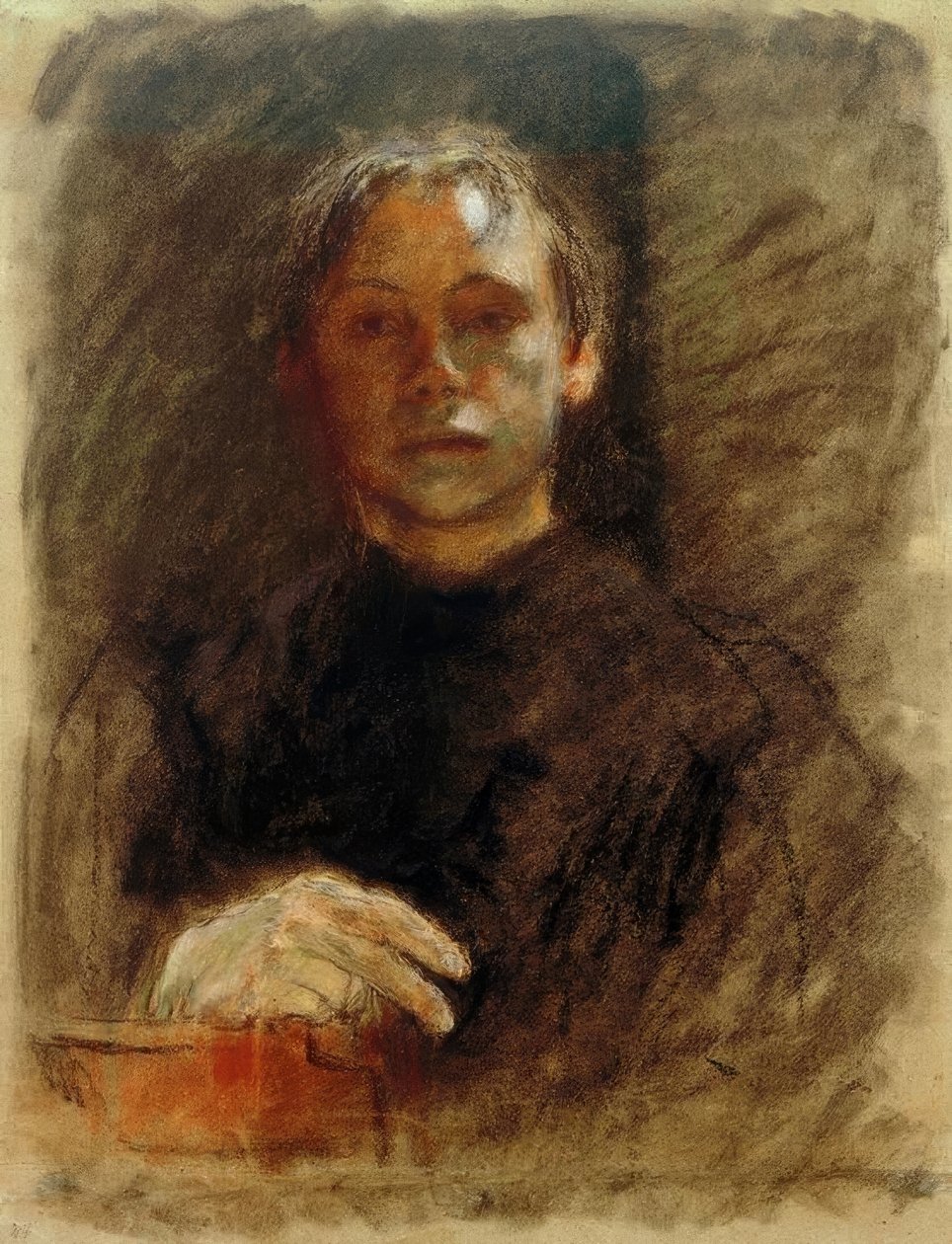 Käthe Kollwitz, दाहिने हाथ के साथ आत्म चित्र द्वारा कैथ कोलविट्ज़