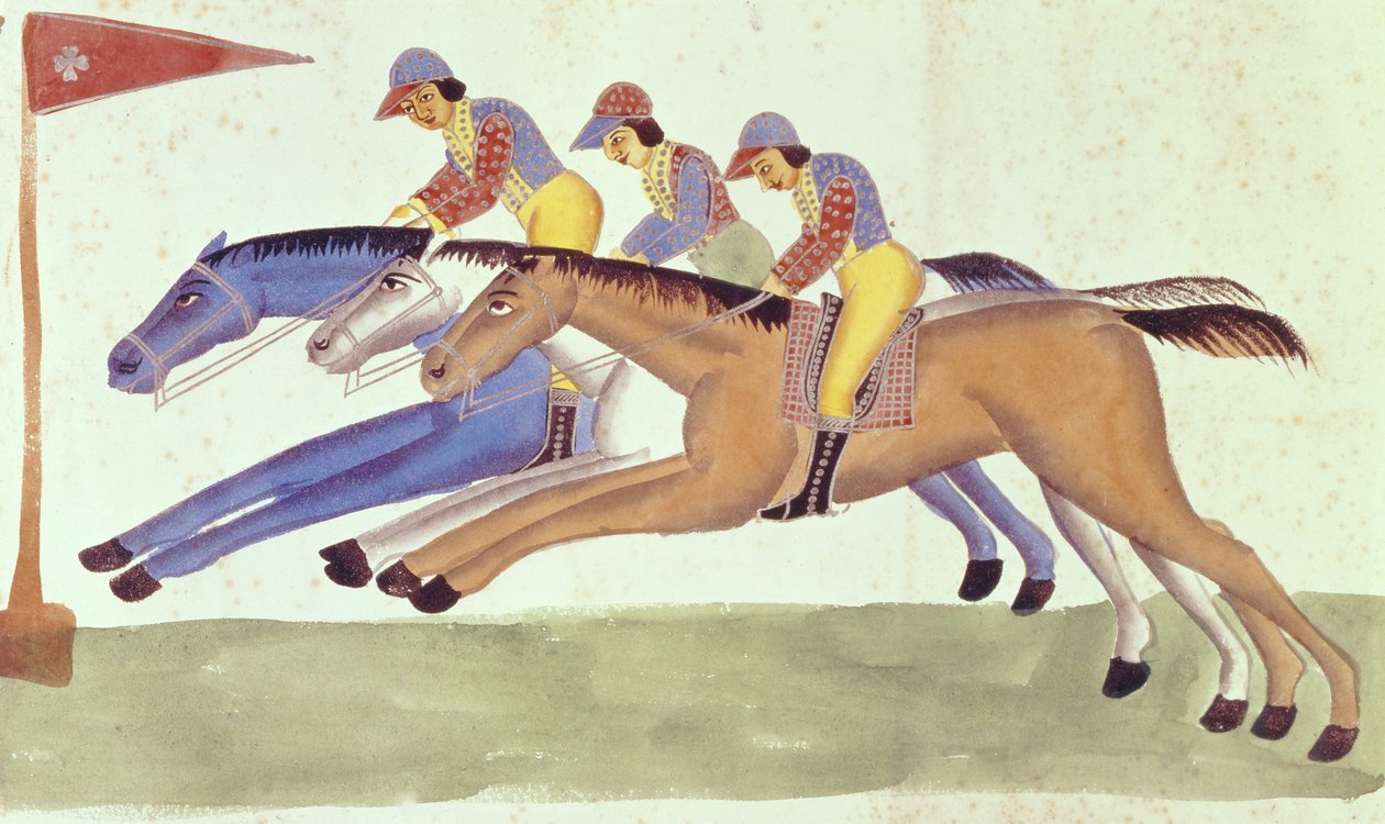 बंगाल में घुड़दौड़, c.1830 द्वारा कालीघाट स्कूल