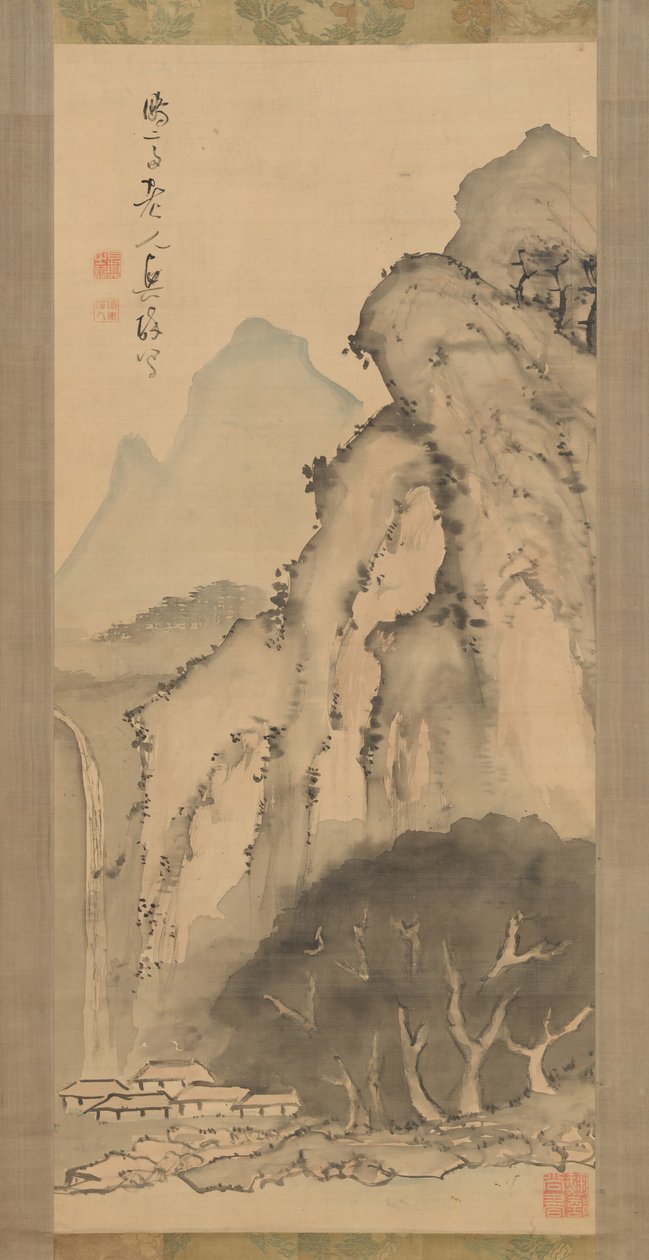 झरना के साथ लैंडस्केप, ca. 1817। द्वारा कमेड़ा बोसाई