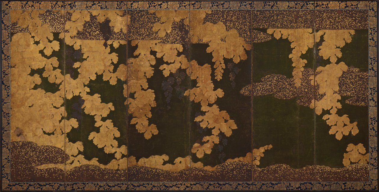अंगूर की लताएँ, मोमोयामा काल, 1568-1615। द्वारा कानो ईटकु