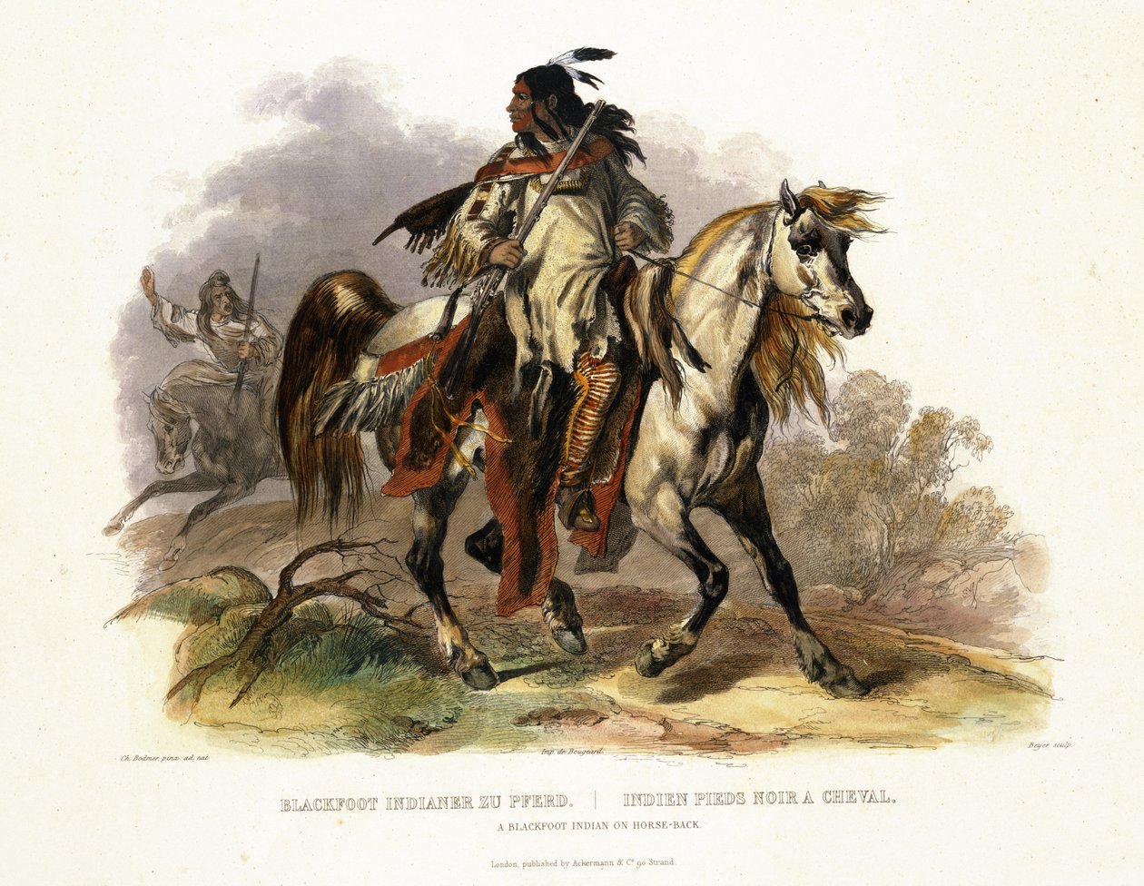 लियोपोल्ड बेयर (1784-c.1870) 1843 (एक्वाटिंट) द्वारा उत्कीर्ण &39;ट्रैवल्स इन नॉर्थ अमेरिका&39; के खंड 1 से प्लेटबैक 19 पर अश्वेत भारतीय द्वारा कार्ल बॉडर