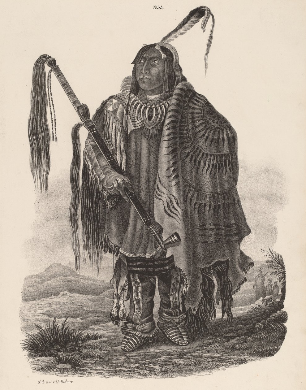 ए मोनितारी इंडियन, 1839। द्वारा कार्ल बॉडर