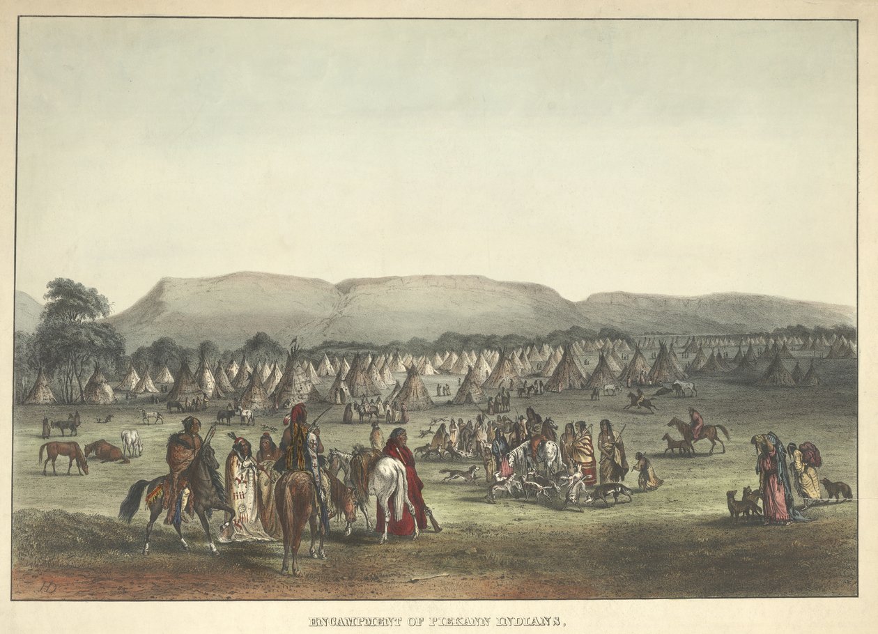 पीकैन भारतीयों का प्रदर्शन, पब। 1842 द्वारा कार्ल बॉडर