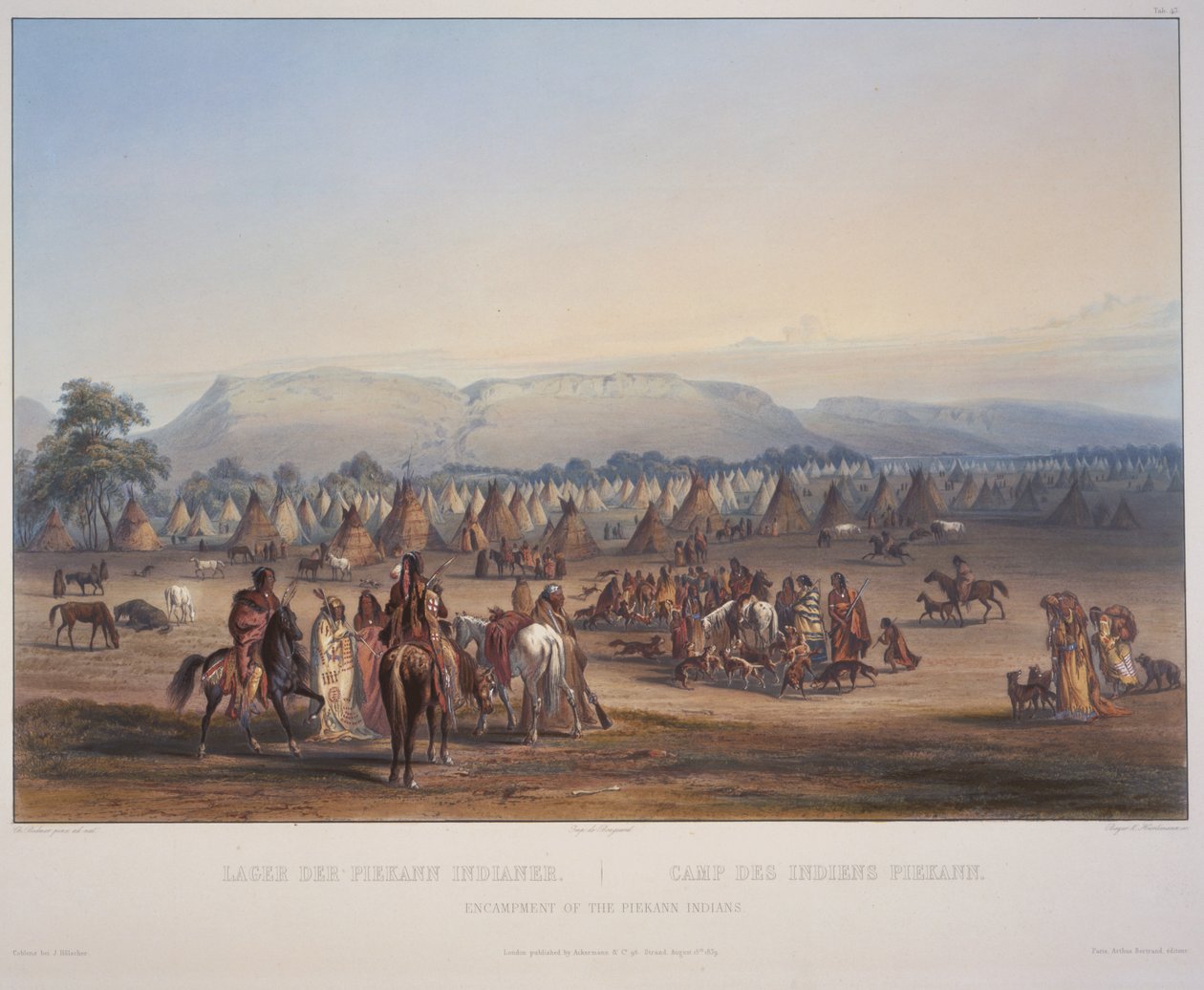 1839 में प्रकाशित बियेर अंड हर्लीमैन द्वारा उत्कीर्ण पाईकैन इंडियंस का संग्रह (जलीय) द्वारा कार्ल बॉडर