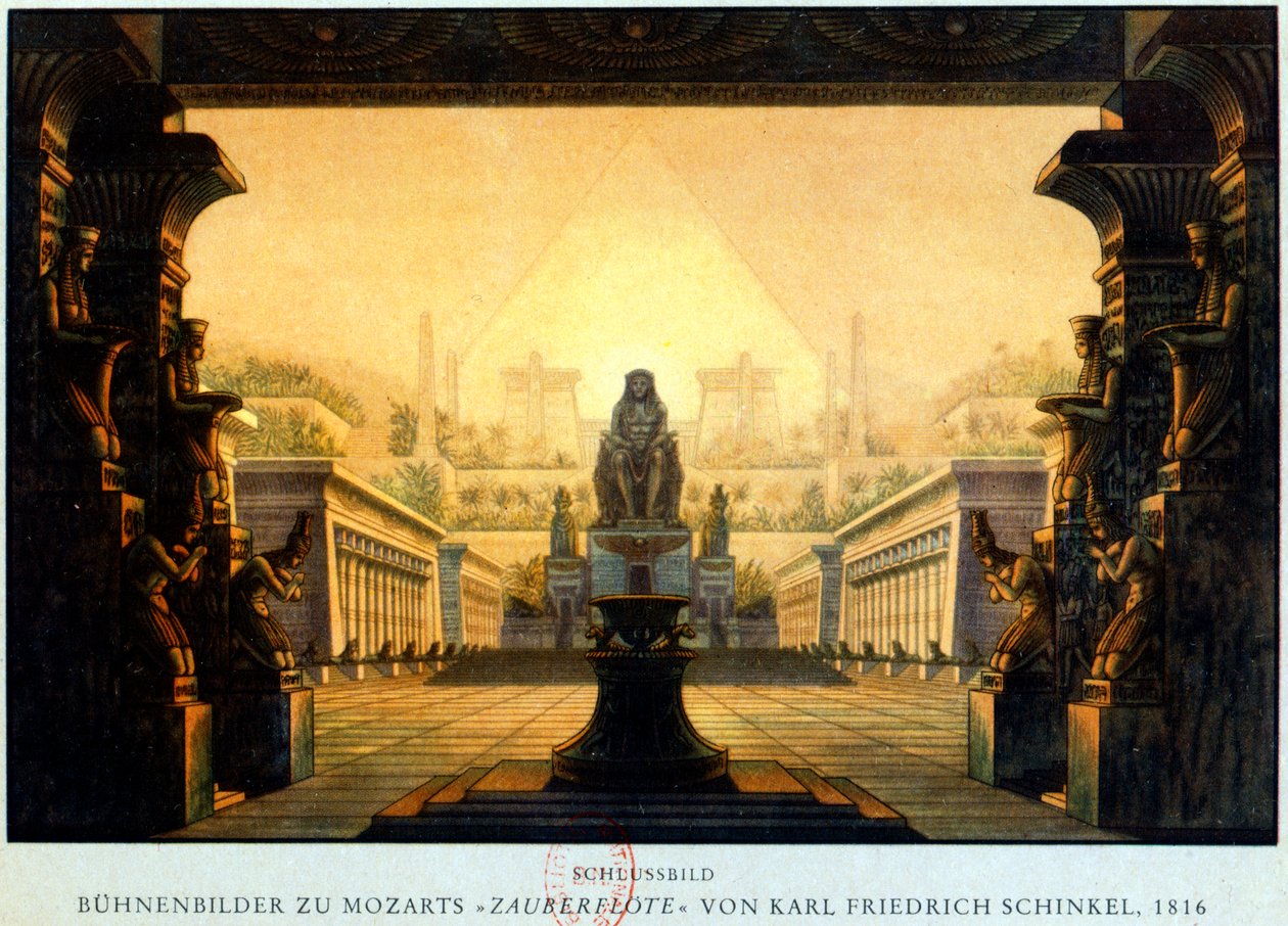 आइसिस और ओसिरिस के मंदिर का प्रांगण जहां सारस्त्रो महायाजक थे, c1816 द्वारा कार्ल फ्रेडरिक शिन्केल