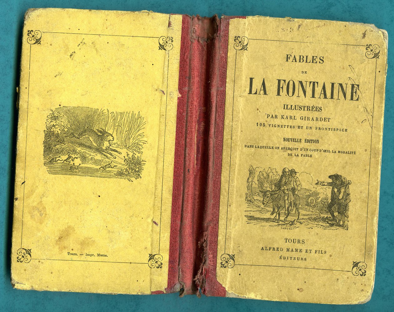 Fables de la Fontaine की एक पुस्तक का कवर कार्ल गिरारडेट, मैम इन टूर्स द्वारा सचित्र द्वारा कार्ल गिरधारी