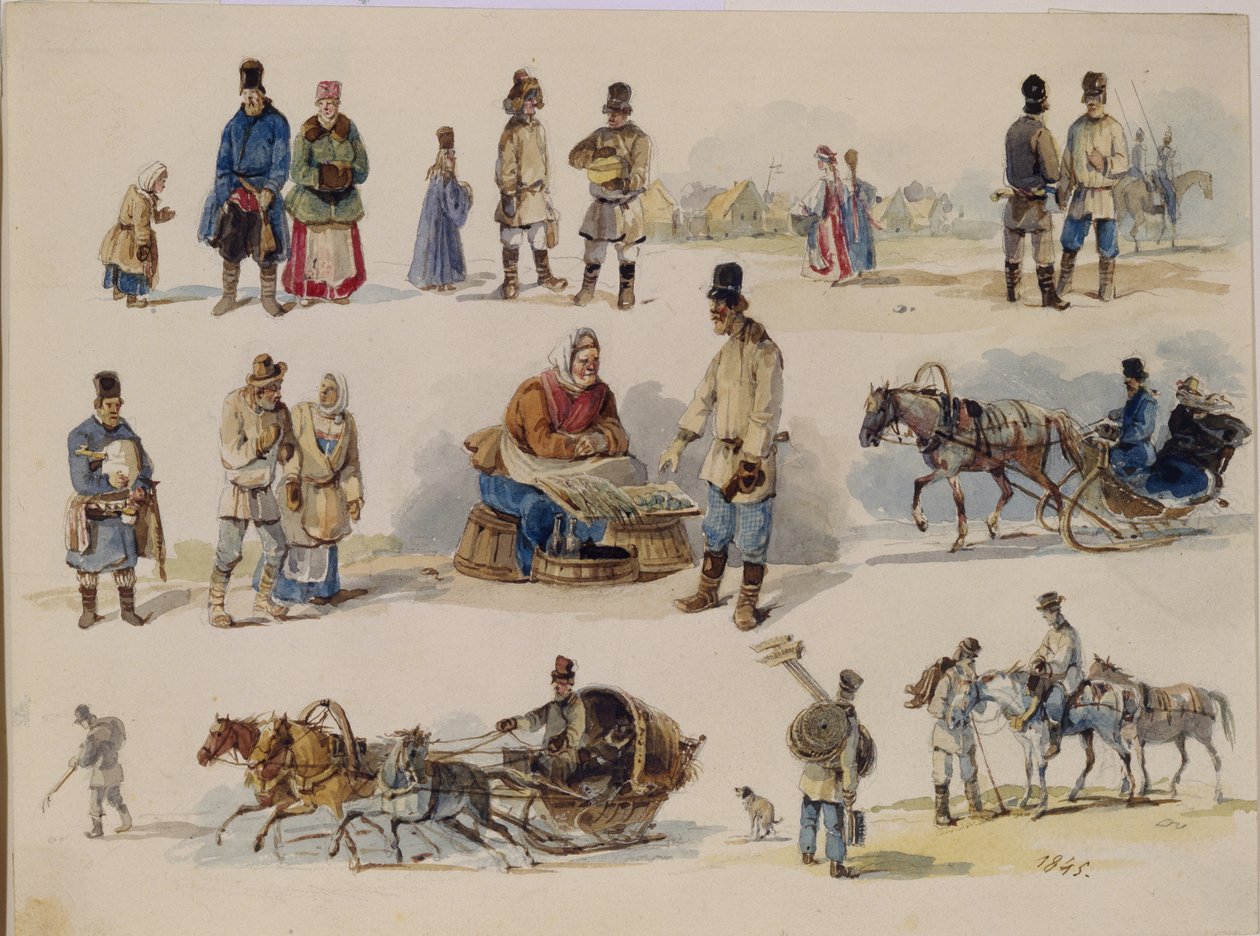 रूस के लोक प्रकार, 1845 द्वारा कार्ल इवानोविच कोलमन